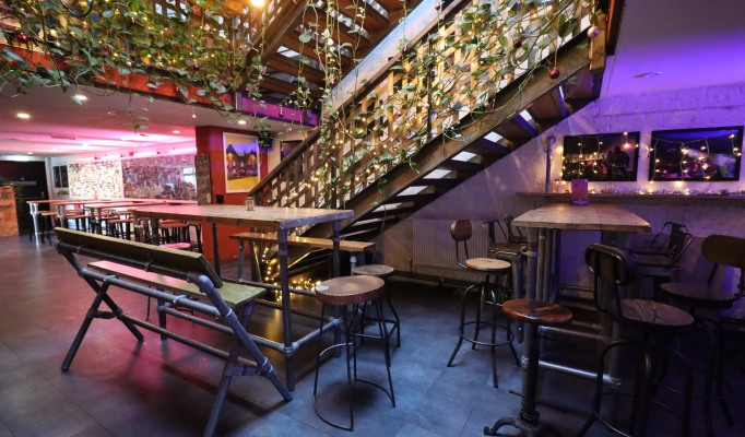 Pleasance Theatre Bar and Foyer has a variety of seating available.